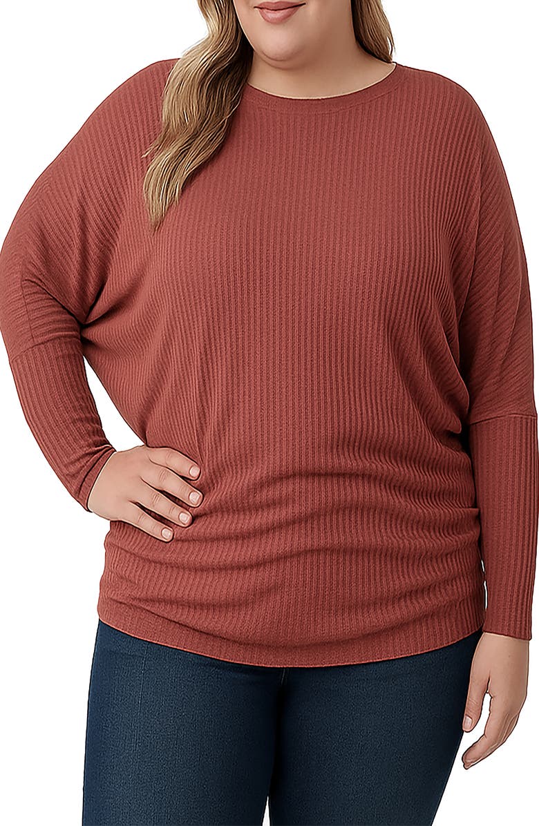 Standards & Practices Batwing Sleeve Rib Top, Main, color, Coral