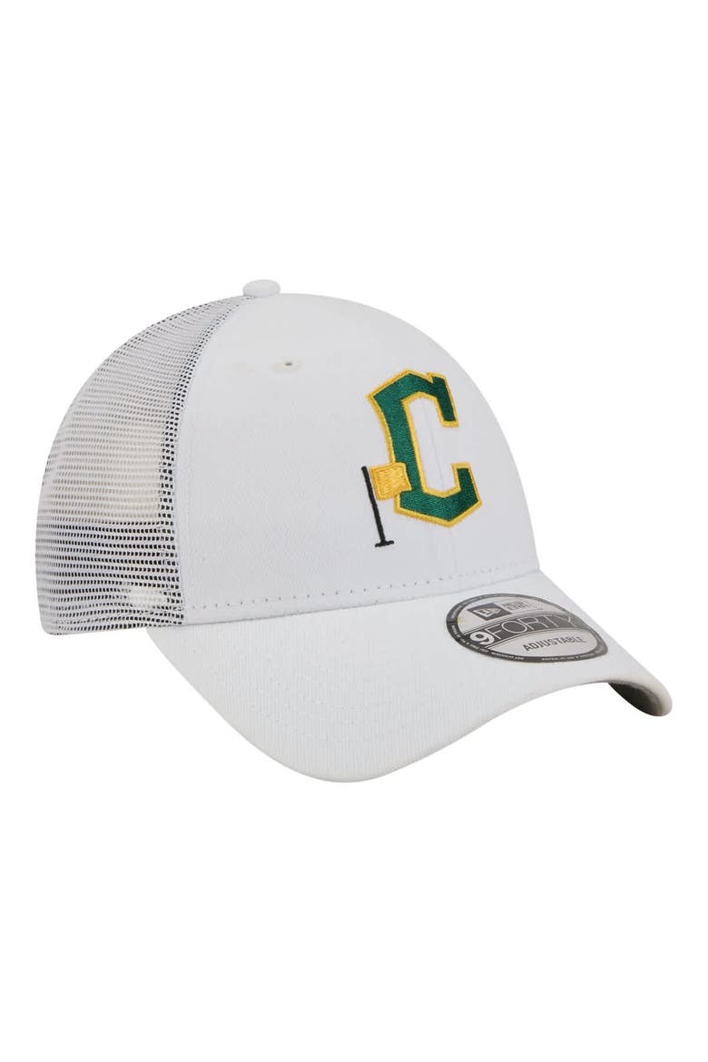 Men's New Era  White Cleveland Guardians Flag 9FORTY Trucker Adjustable Hat, Alternate, color, White
