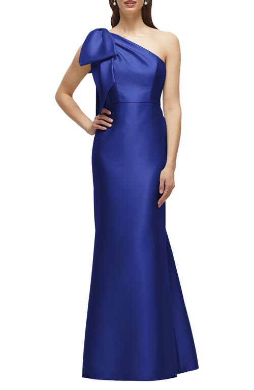 Alfred Sung Bow One-shoulder Satin Twill Mermaid Gown