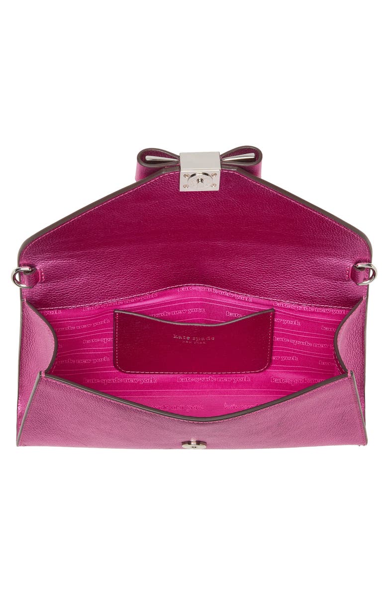 Kate Spade New York morgan bow metallic pebble leather crossbody bag, Alternate, color,