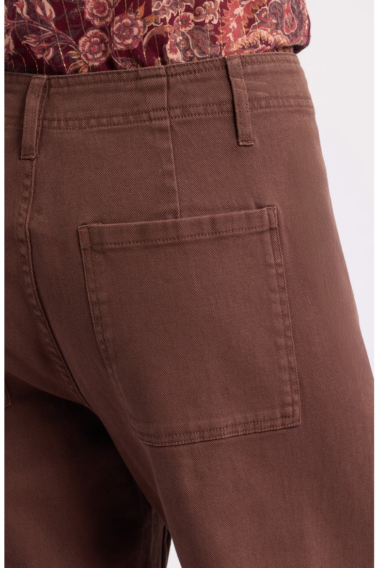 High Waist Wide Leg Twill Pants, Alternate, color, BROWN CHICORY