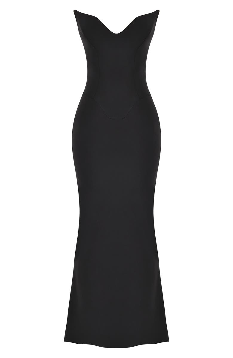 HOUSE OF CB Sabine Strapless Stretch Crepe Dress, Alternate, color, Black