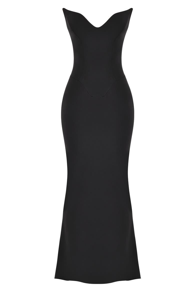 sabine backless maxi dress - black This Sabine Backless Maxi Dress from @meshki is IT! The material is supportive but still comfy and huggs the body just right Also @vanesewill and I barley took any pictures together