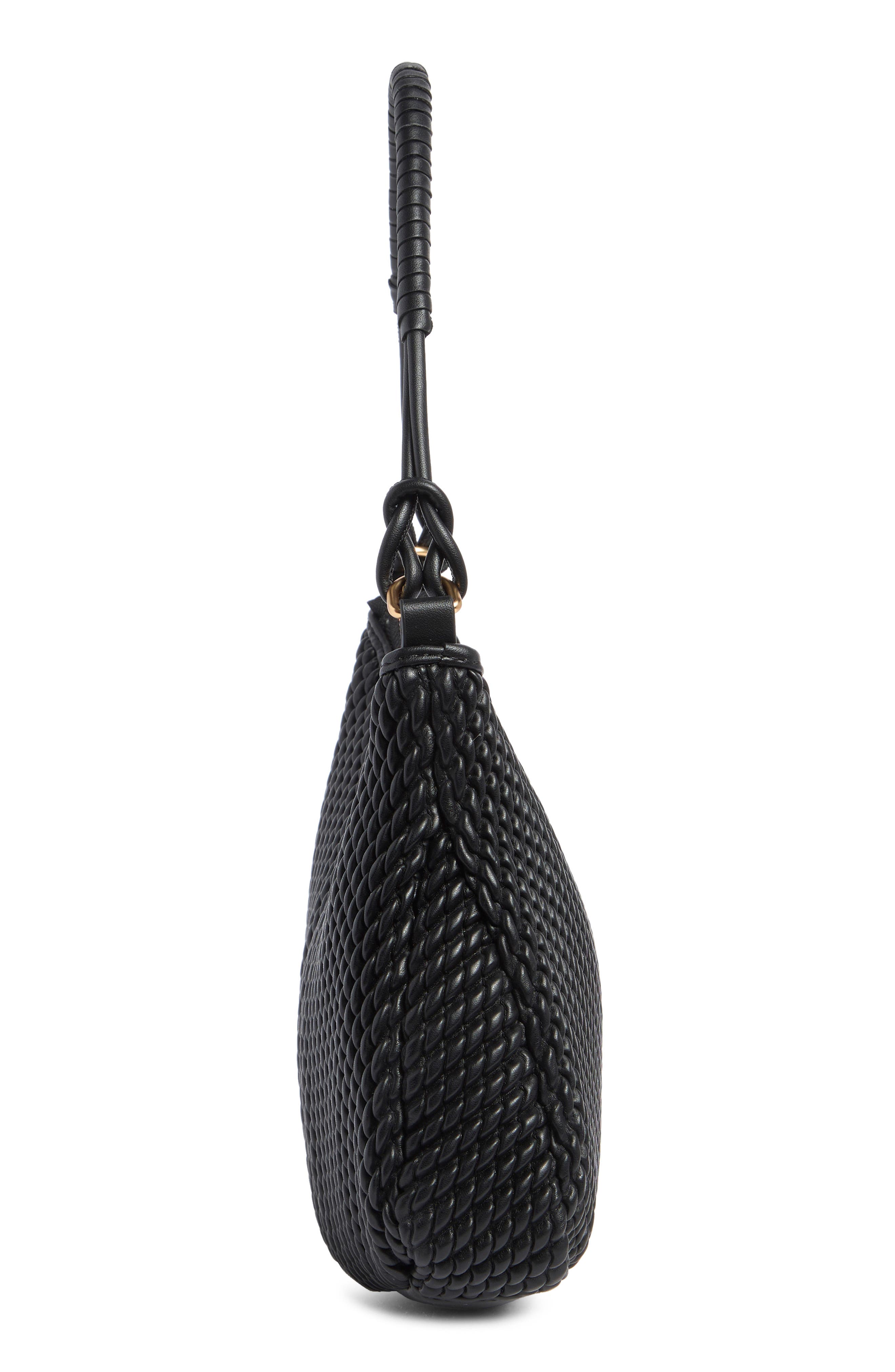 Sam Edelman Julia Quilted Recycled Leather Shoulder Bag, Alternate, color, Black