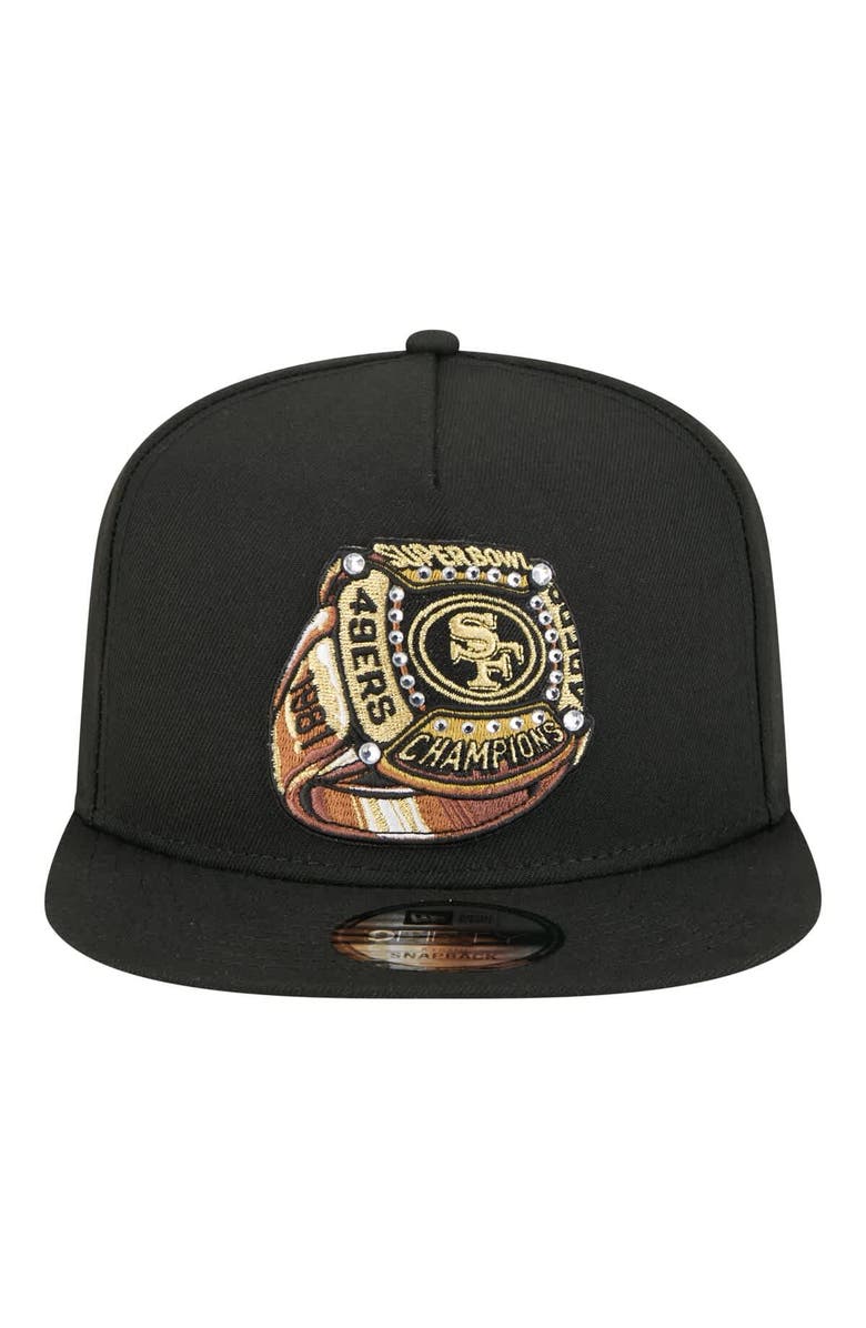 New Era Men's New Era Black San Francisco 49ers Super Bowl Ring 9FIFTY A-Frame Adjustable Hat, Alternate, color, Black