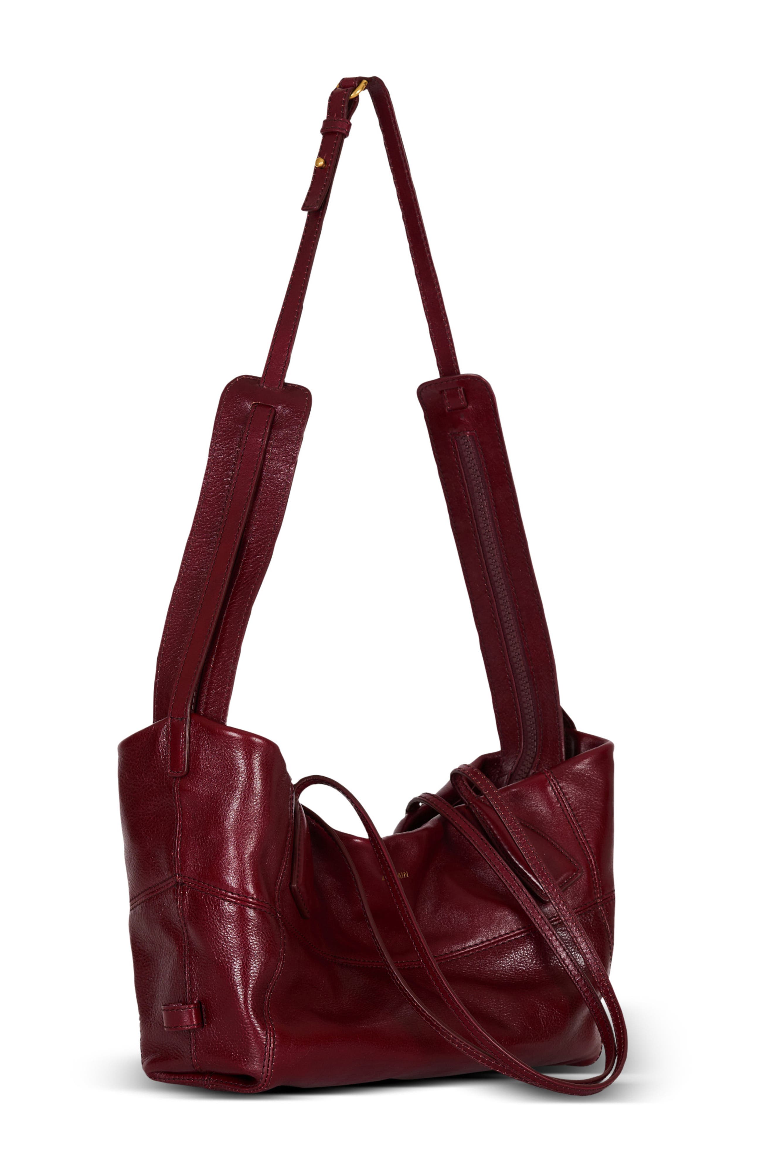 Balmain Small Track Zips Calfskin Tote Bag In Brown, Alternate, color, 