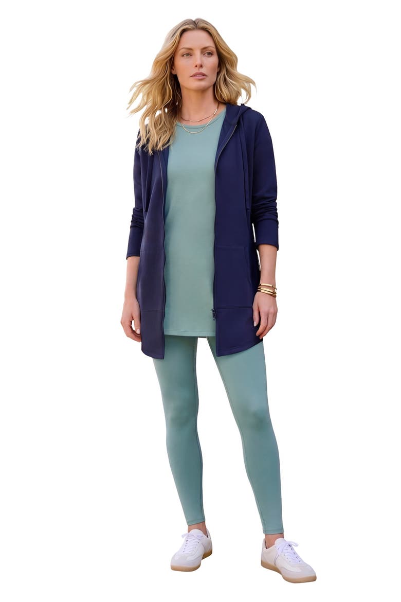 Fleece Zip Hoodie Sweatshirt, Main, color, NAVY