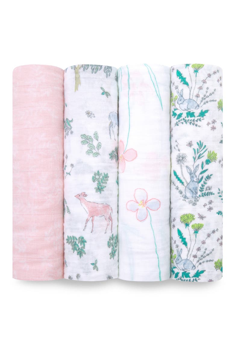 4-Pack Classic Swaddling Cloths, Main, color, FOREST FANTASY
