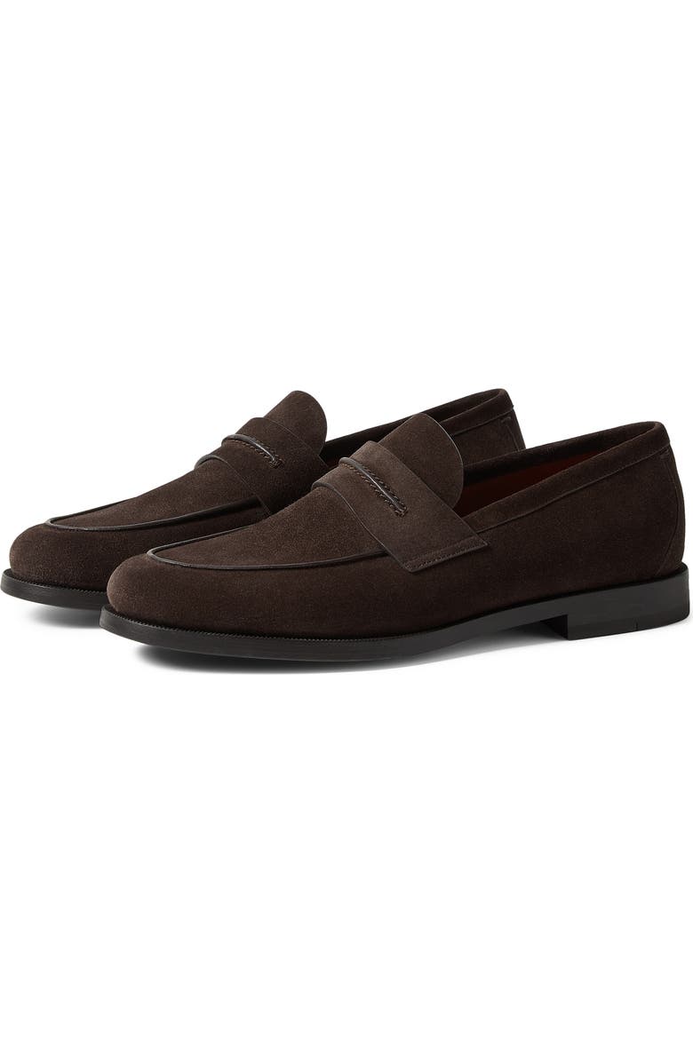 ZEGNA Suede Driving Loafer, Main, color, Dark Brown