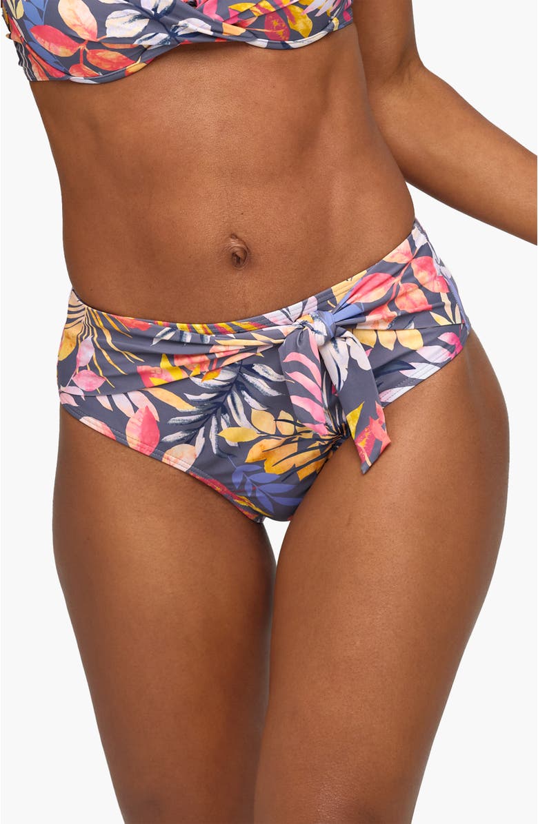 LASCANA Women's High Waist Floral Bikini Bottom, Main, color, Grey Printed