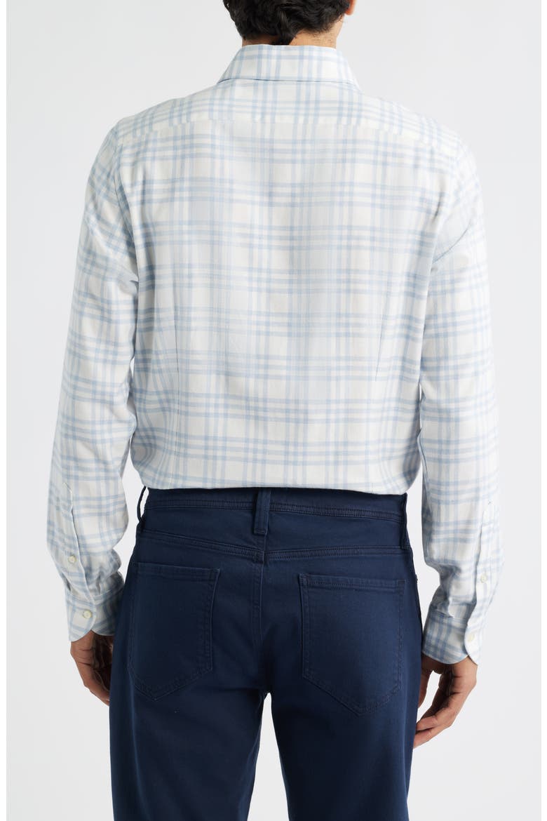 Modern Fit Plaid Cotton Flannel Dress Shirt, Alternate, color, BLUE