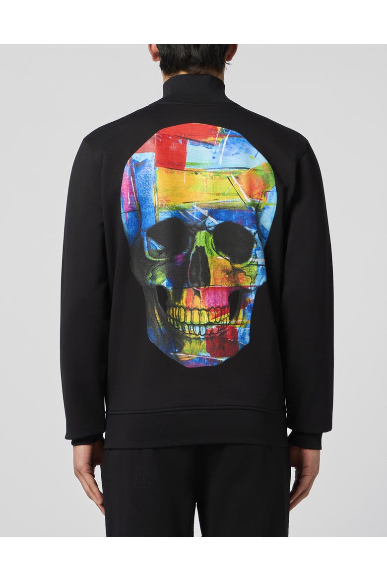 Tracksuit Jacket Painted Skull Men, Alternate, color, black