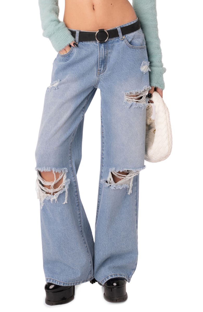 EDIKTED Distressed Boyfriend Jeans, Main, color, 