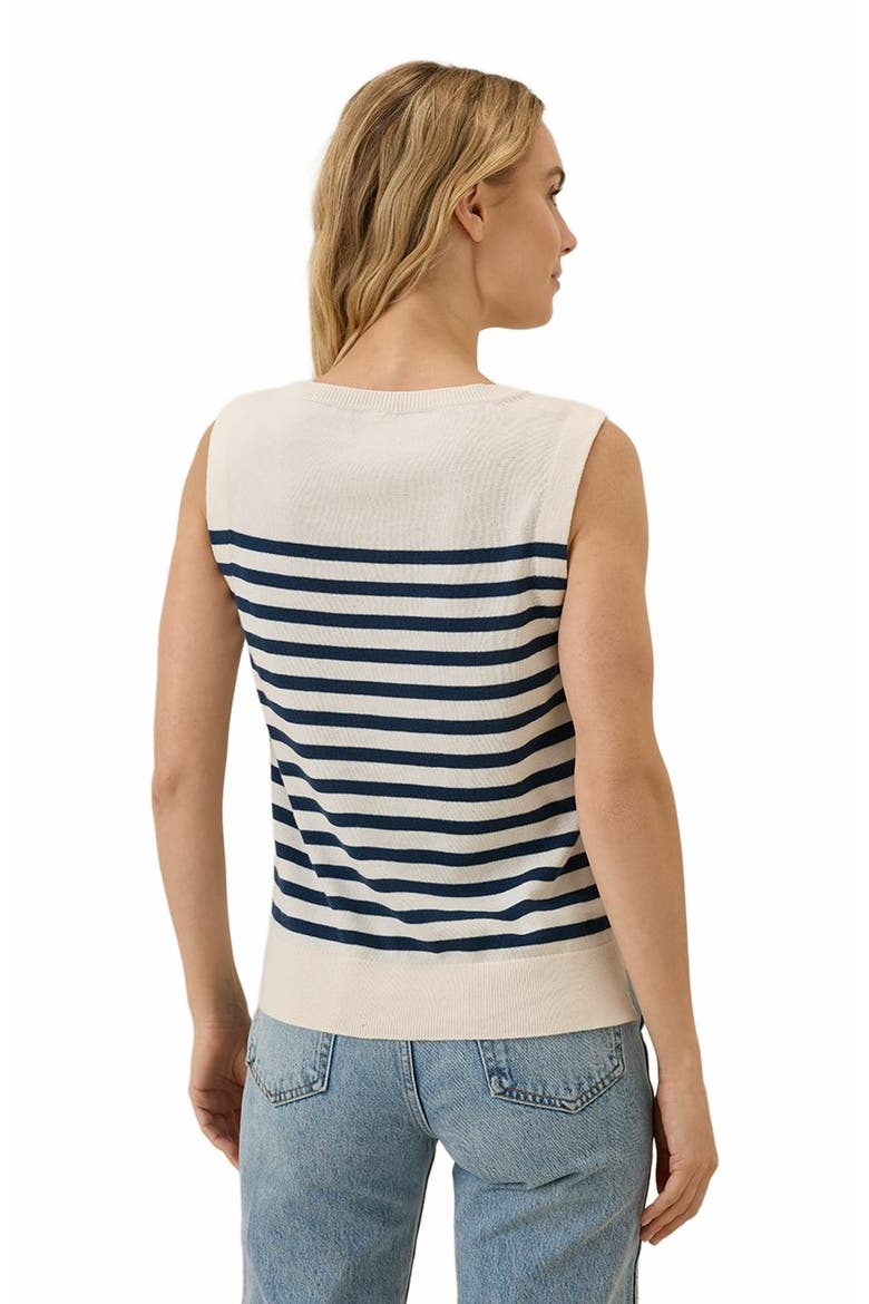 Organic Cotton Classic Fine Knit Shell, Alternate, color, Navy Laguna Stripe