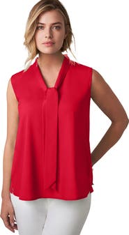 Jessica London Uptown Sleeveless Tie-Neck Blouse
