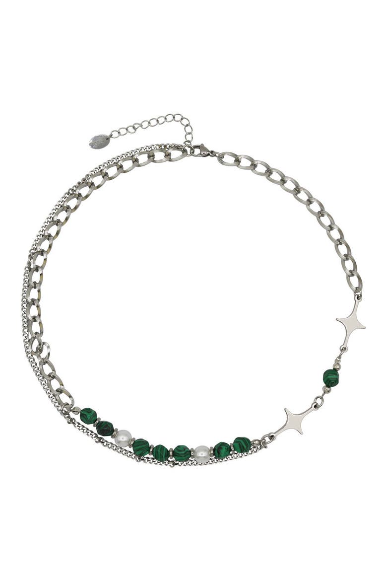 Beaded Layered Necklace, Main, color, SILVER
