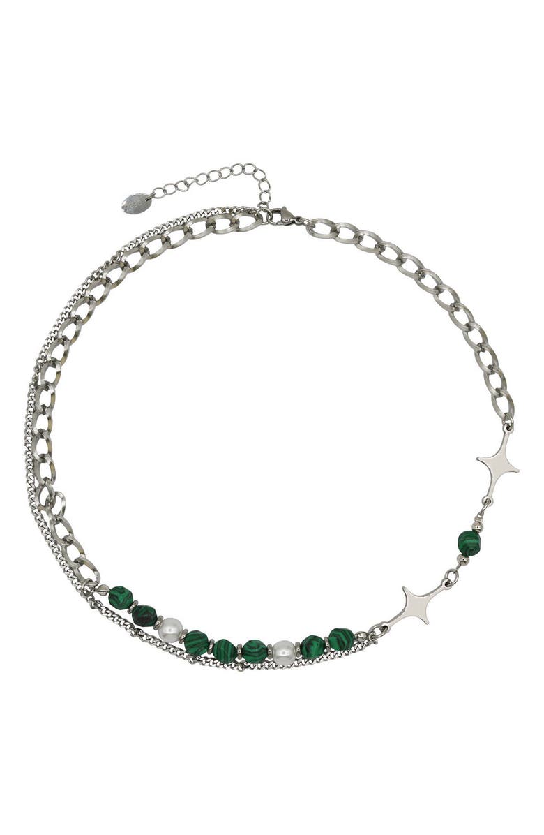 REBL Beaded Layered Necklace, Main, color, Silver