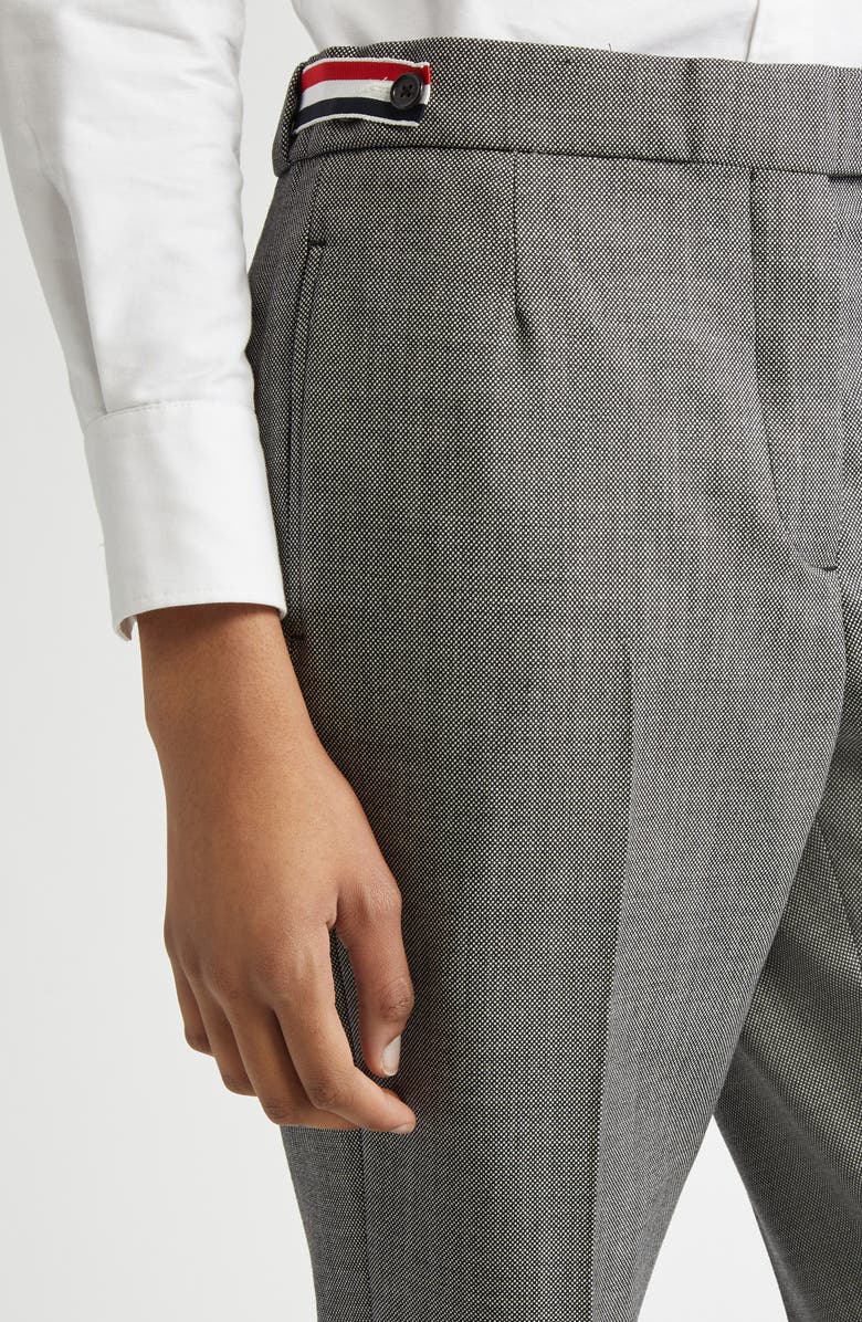 Thom Browne Low Rise Side Tab Slim Fit Wool Piqué Pants, Alternate, color,