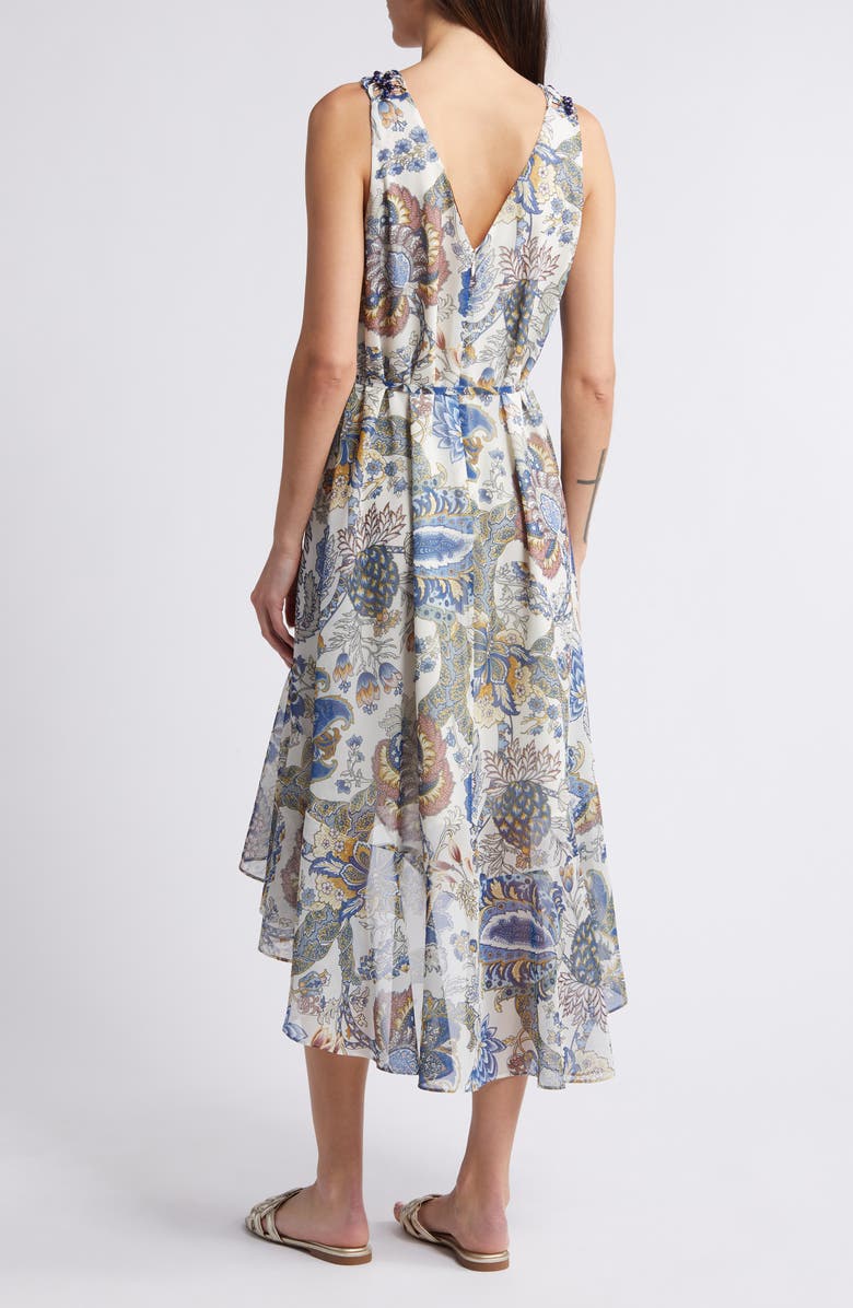 KOBI HALPERIN Allison Floral Beaded Belted High-Low Sleeveless Dress, Alternate, color,