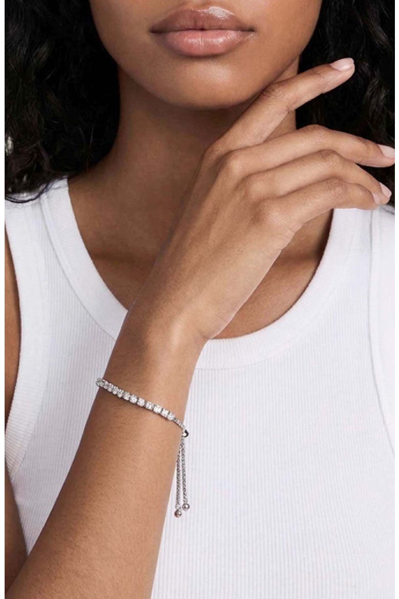 Adjustable Cubic Zirconia Bracelet, Alternate, color, SILVER
