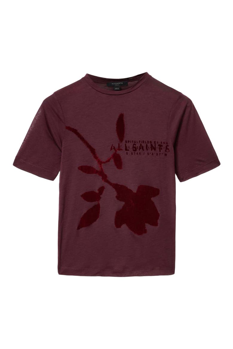 Athea Sheer Graphic Tee, Alternate, color, BURGUNDY RED