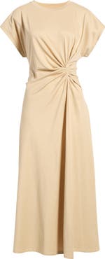 Nordstrom Crew Neck Side Twist Midi T-Shirt Dress