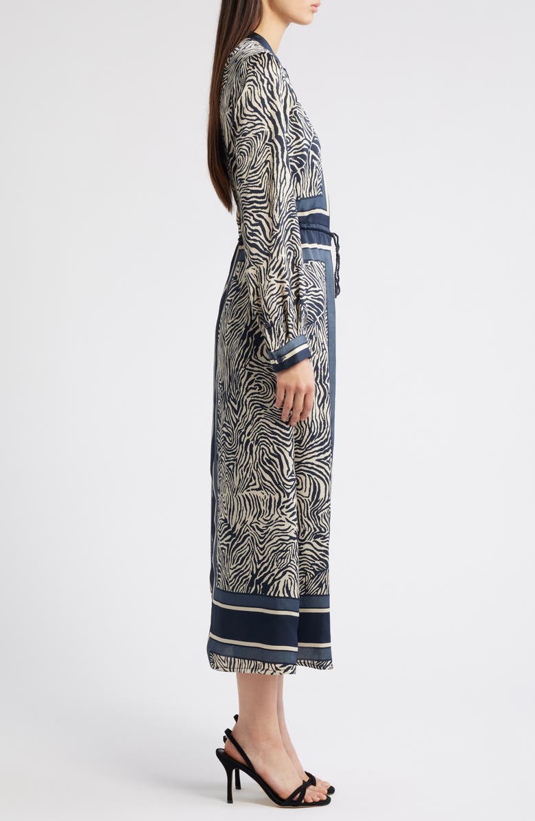 CIEBON Coco Mixed Zebra Print Midi Shirtdress, Alternate, color, Navy