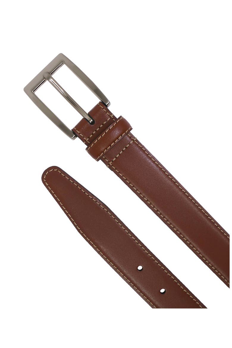 Stitched Leather Belt, Alternate, color, TAN