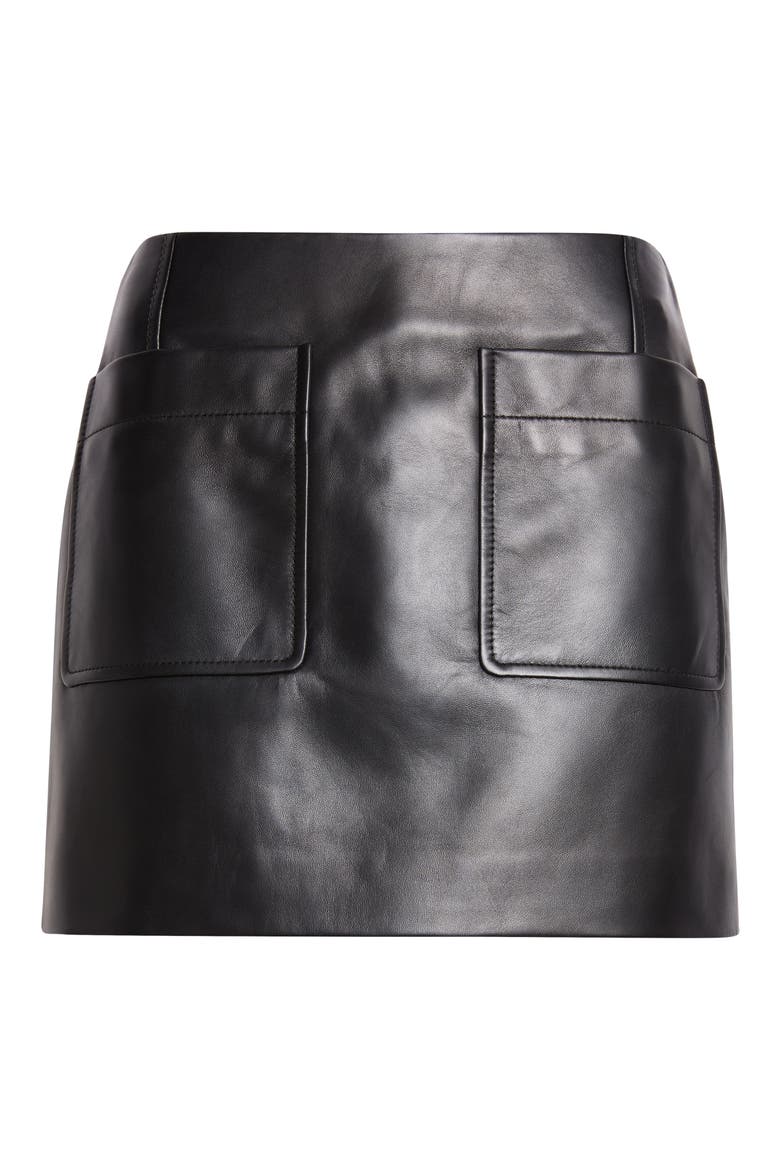 Napa Leather Miniskirt, Alternate, color, 1000 BLACK