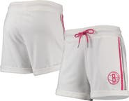 LUSSO Women's Lusso White/Pink Brooklyn Nets Melody Cuffed Tri-Blend Shorts