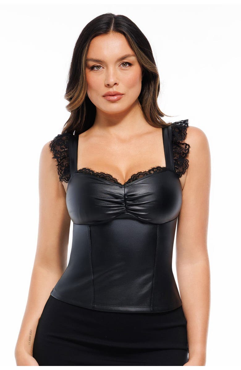 Popilush Lace Trim Sculpting Camisole Top, Main, color, Classic Black