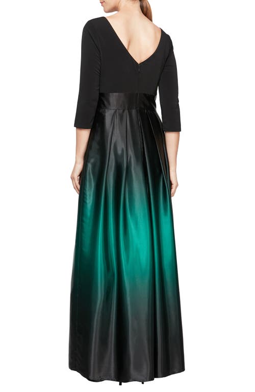 Sl Fashions 3/4 Length Sleeve Ombre Dress In Multi