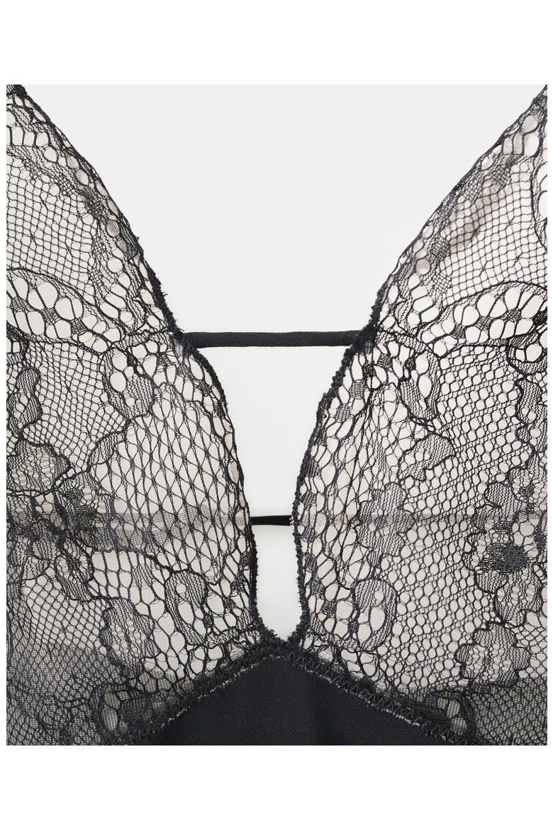 x Kaia Gerber Lace Combo Bodysuit, Alternate, color, BLACK