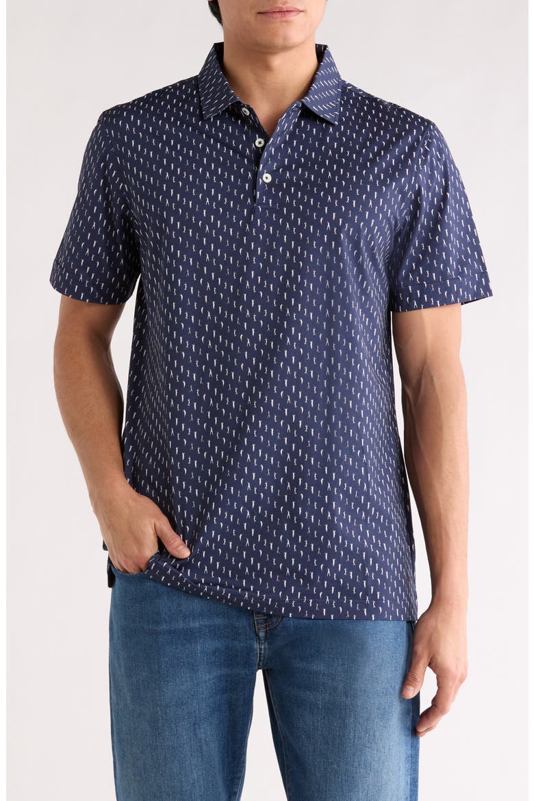 Victor OoohCotton® Golf Print Polo, Main, color, NAVY