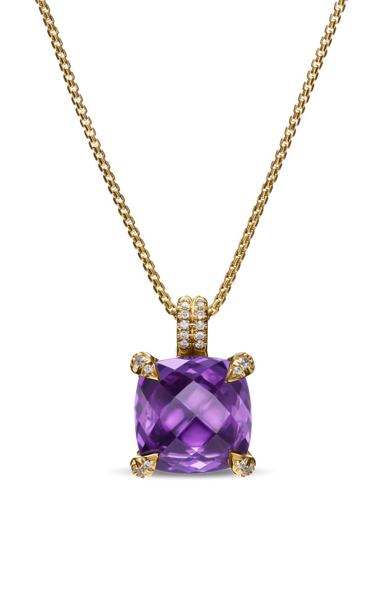 David Yurman Chatelaine<sup>®</sup> Pendant Necklace 18K Gold With Amethyst & Diamonds, Main, color, Amethyst/ 18K Yellow Gold