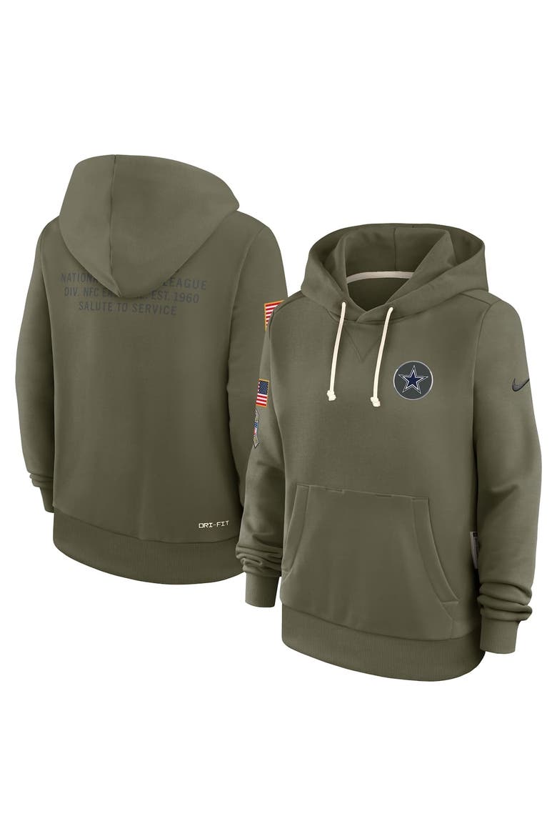 Women's Nike Olive Dallas Cowboys 2025 Salute to Service Sideline Standard Issue Dri-FIT Hoodie, Alternate, color, Olive