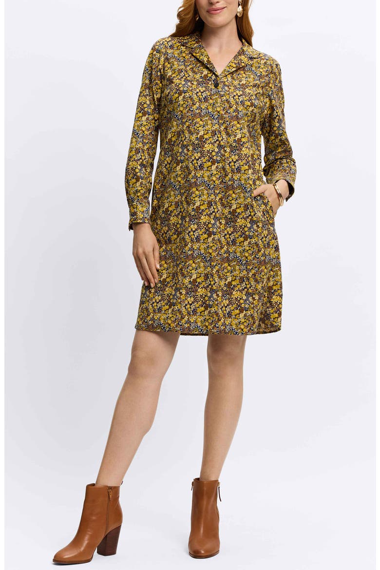 Sloane Ditsy Floral Long Sleeve Shirtdress, Main, color, MULTI YELLOW