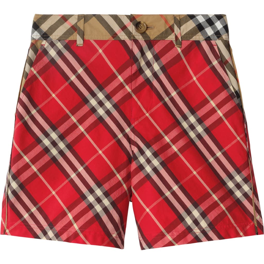 Burberry Checked Cotton Shorts In Red