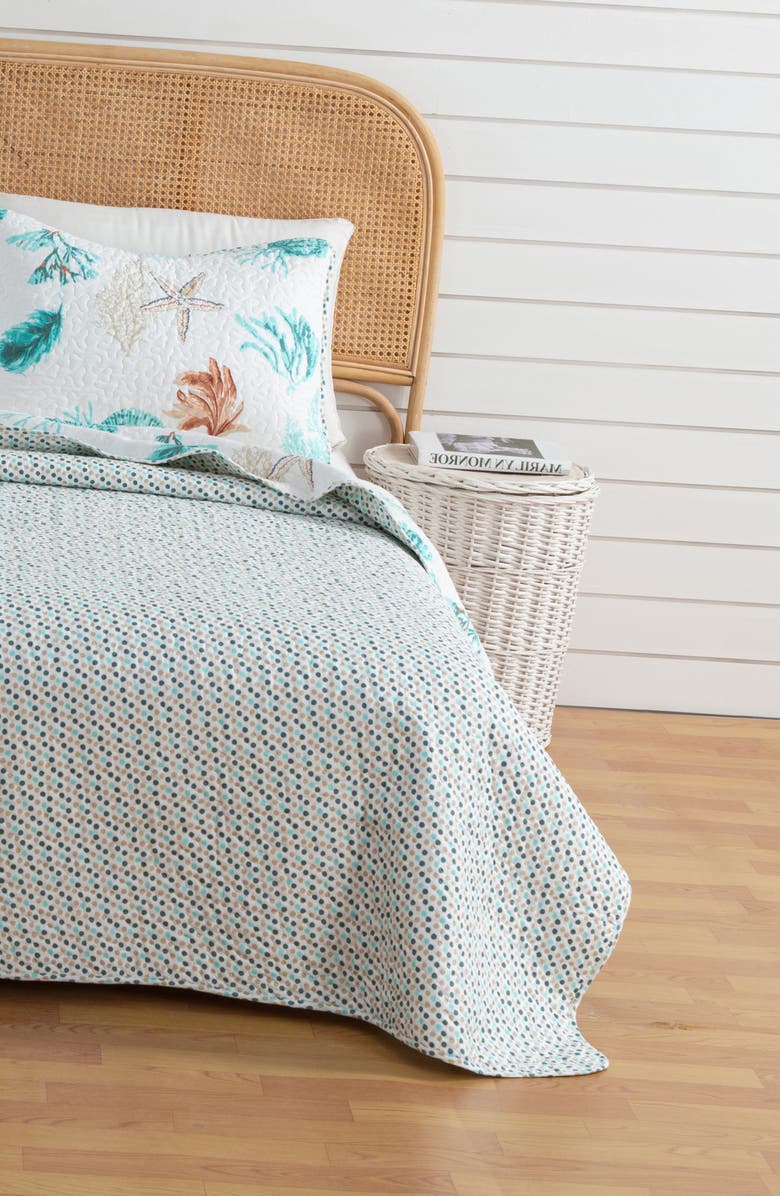 Woven & Weft Watercolor Coastal Quilt & Sham Set, Alternate, color, Coral Reef