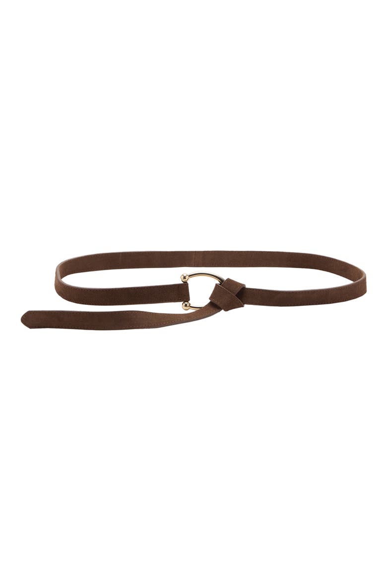 Skinny Suede Belt, Main, color, BROWN