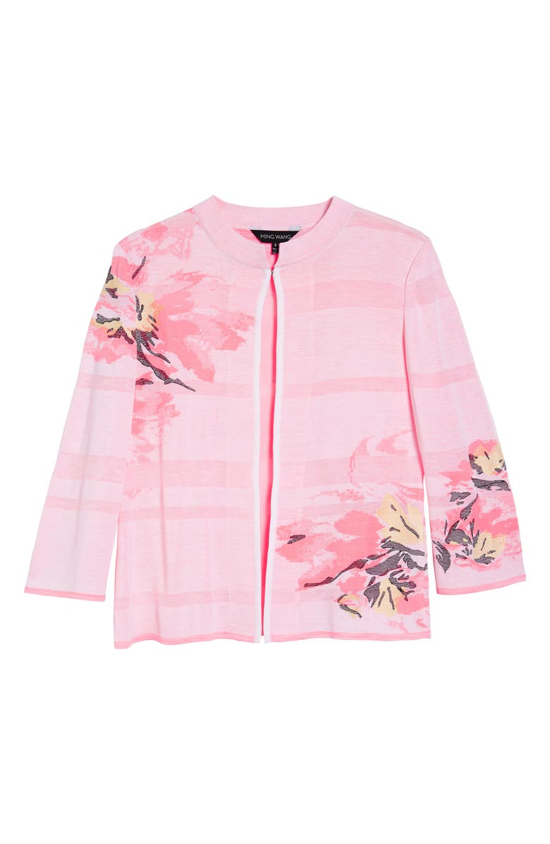 Ming Wang Floral Knit Jacket, Alternate, color,
