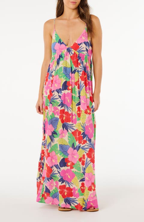 Floral Print Sleeveless Maxi Dress