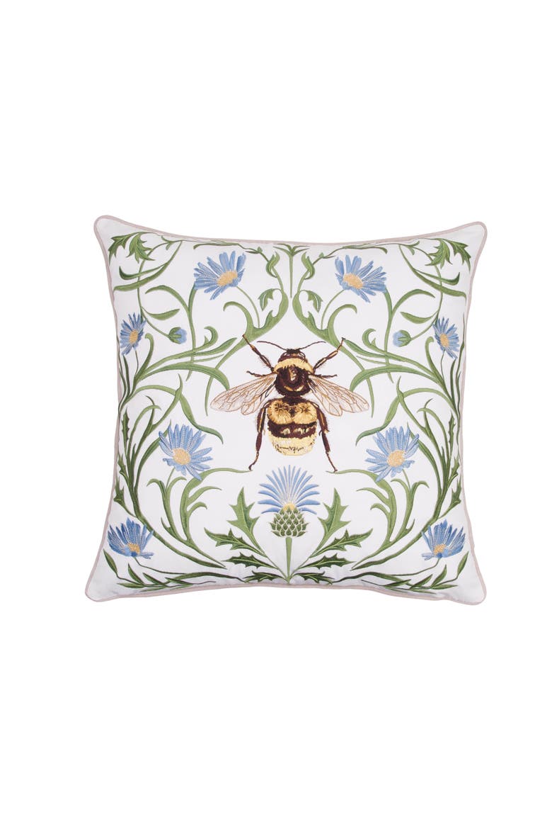 Garden Bee Outdoor Accent Throw Pillow 20" x 20", Main, color, Green