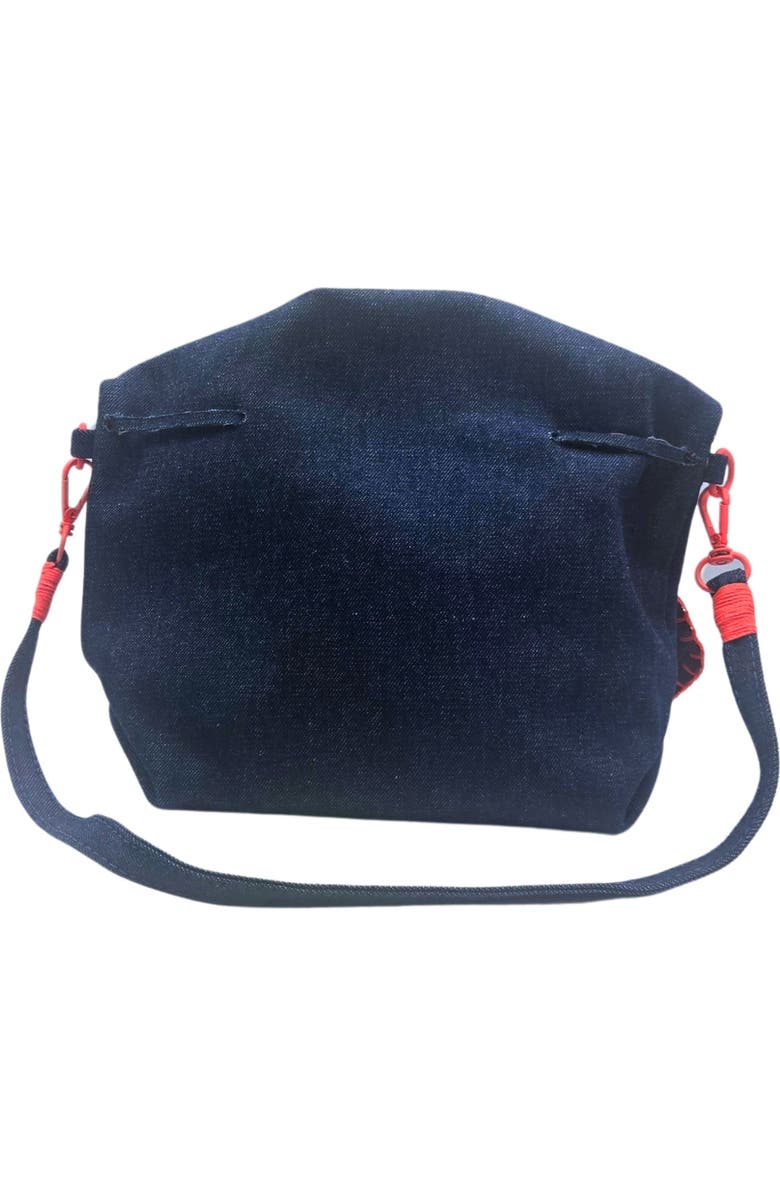 Carlos Falchi Medium Butterfly Suede Leather Bag, Alternate, color, Denim