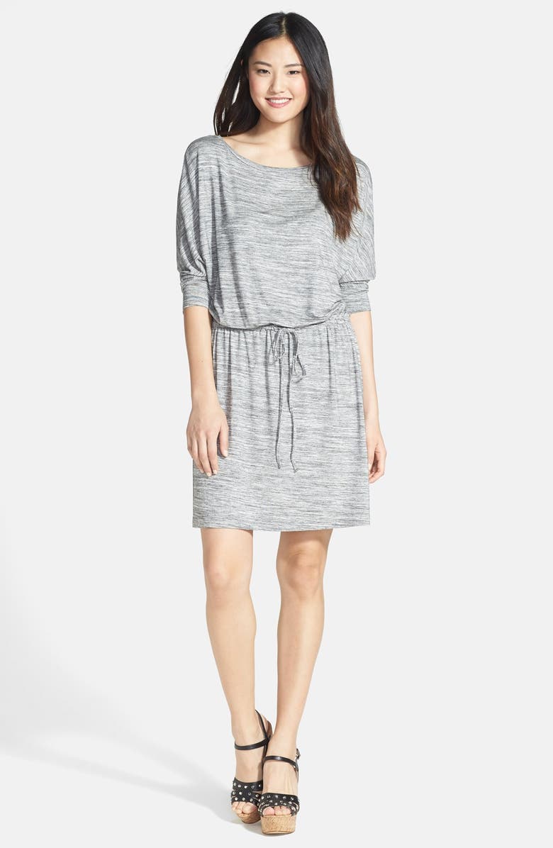 Caslon<sup>®</sup> Three Quarter Sleeve Round Neck Stretch Knit Dress, Main, color,