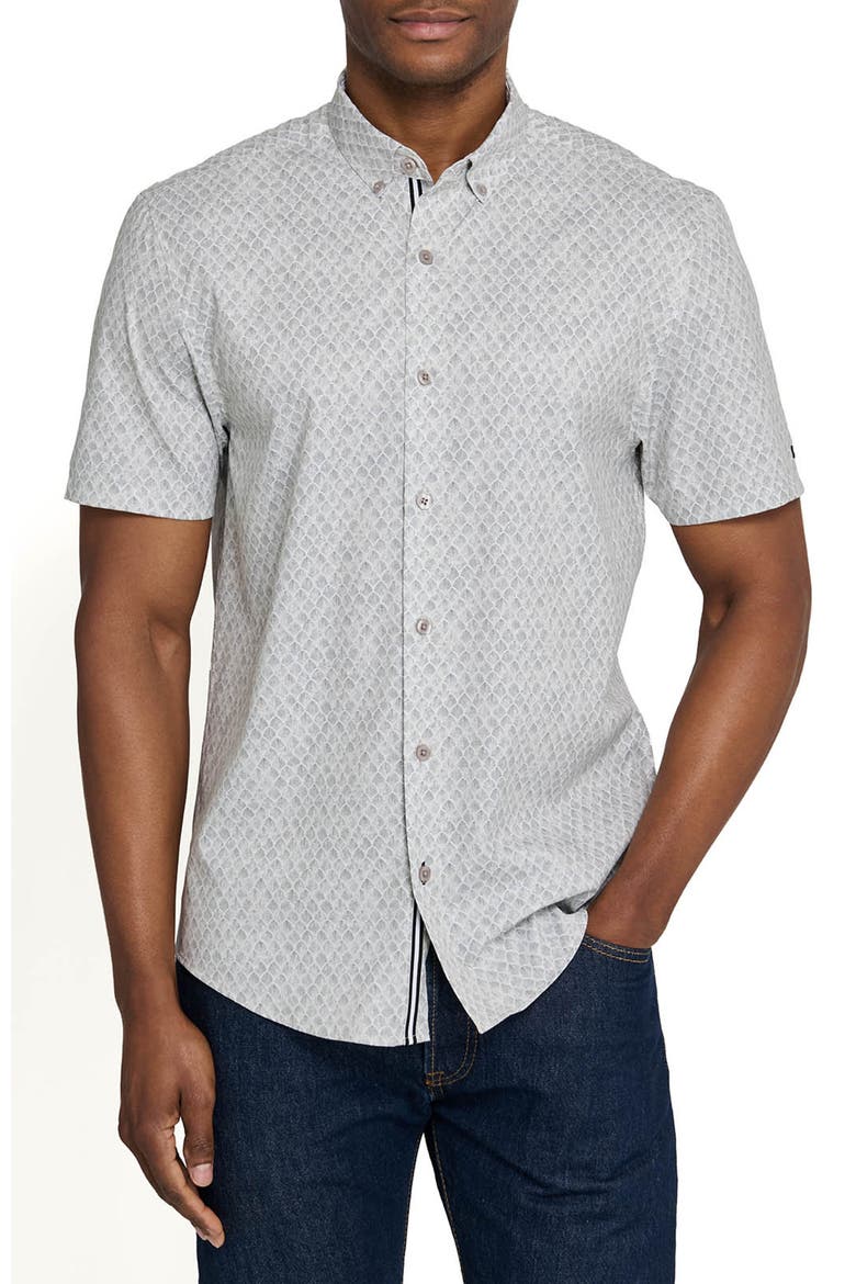 Prospect Shell Short Sleeve Button Down Performance Shirt, Main, color, SAGE