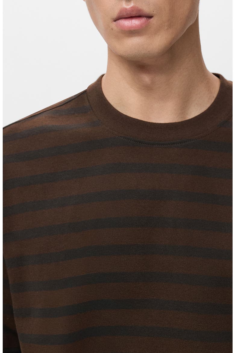 Stripe Relaxed Fit Cotton Crewneck Shirt, Alternate, color, MEDIUM BROWN