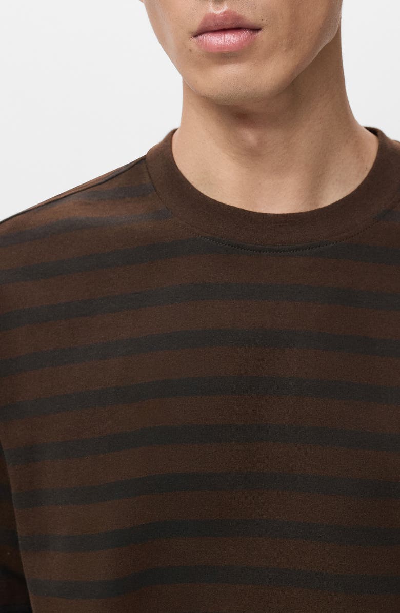 MANGO Stripe Relaxed Fit Cotton Crewneck Shirt, Alternate, color, Medium Brown