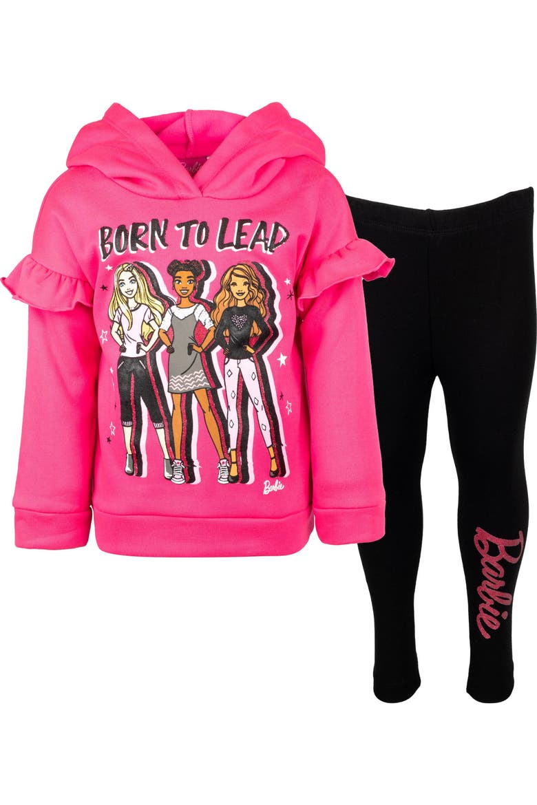 2-Piece Fleece Hoodie and Leggings Set, Alternate, color, Fuchsia Black