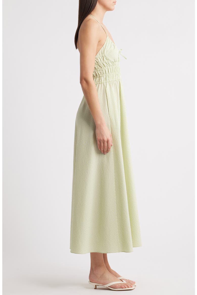 The Lolita Gingham Smocked Cover-Up Halter Dress, Alternate, color, MATCHA
